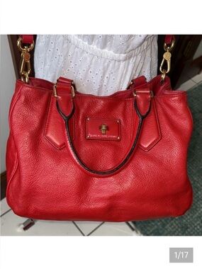 Marc Jacobs  satchel  shoulder /Crossbody bag  leather holiday red 3 compartment